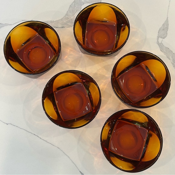 MCM Vintage AMBER DESSERT / SNACK / FRUIT BOWL  4.5 inches MCM Lot Of 5! - Picture 2 of 8